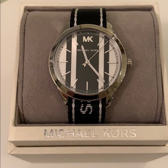 Black and White striped Michael Kors Watch (SOLD) - Picture 3 of 7